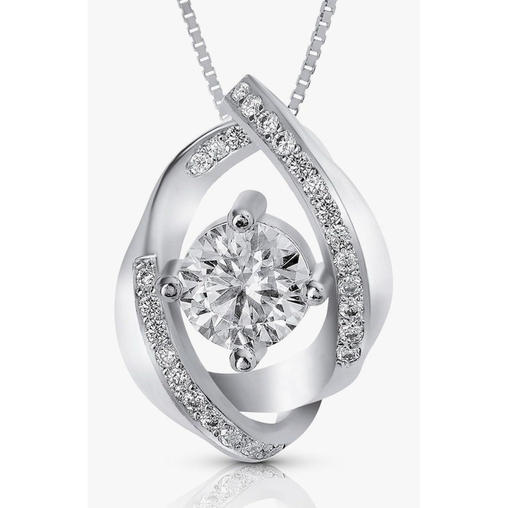 New Sealed 1CT D Color Moissanite Teardrop Necklace S925 Silver Women Gift Box